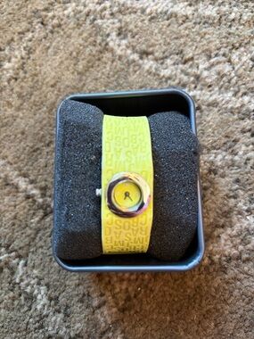 Marc by Marc Jacobs Yellow Silicone Logo-Text Cuff Watch